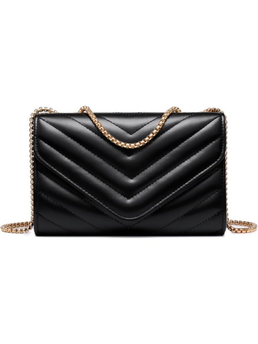 Women's Black Small Quilted Stylish Clutch Purses Evening Crossbody Bags